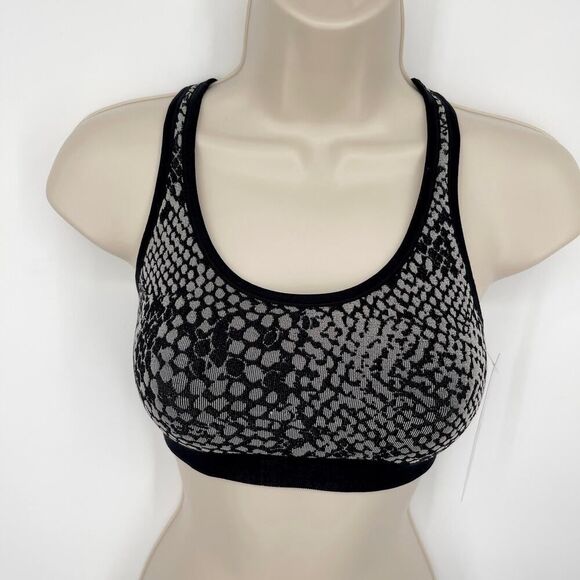 Spiritual Gangster Other - Spiritual Gangster Snakeskin Print Black Gray Racerback Sports Bra NEW Sz XS/S